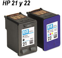 Cartucho de tinta HP 21 negro  y HP 22 Color